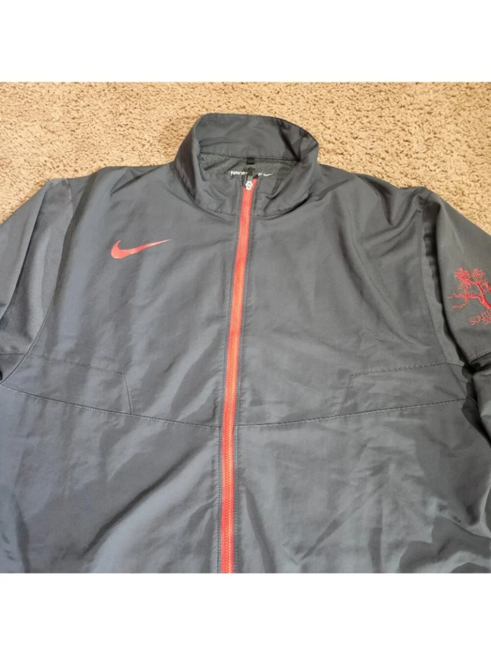 Nike Golf Jacket Mens L Gray Full Zip South Ridge Golf Club Embroidery Pocket - Picture 3 of 12